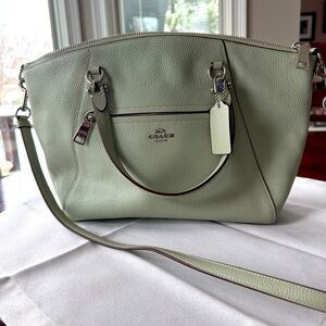 Coach Green Leather Satchel with Silver Hardware